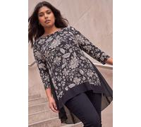 Roman Chiffon Dipped Hem Top Asymmetric Tunic for Women UK Ladies Stretchy Jersey Flared Blouse Smart Fit & Flare Form Casual Loose Longline Party Hanky Tunics