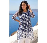 Roman Women's Curve Floral Lace Tunic Top in Navy | Size: 20 Roman Navy 20