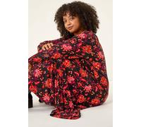 Curve Floral Print Stretch Dress Roman Red 18