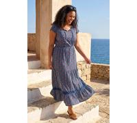 Roman Women's Curve Floral Print Swing Midi Dress in Navy | Size: 22-24 Roman Navy 22-24