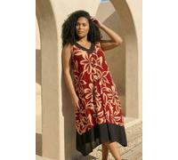 Roman Curve Floral Print V-Neck Dress for Women UK - Ladies Everyday Holiday Spring Summer V-Neckline Comfy Soft Evening Vacation Work Party