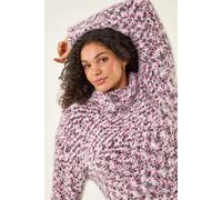 Roman Women's Curve Fluffy Roll Neck Knit Jumper in Purple | Size: 22-24 Roman Purple 22-24