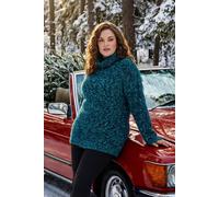 Roman Women's Curve Fluffy Roll Neck Knit Jumper in Teal | Size: 18 Roman Teal 18
