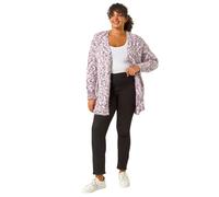 Roman Curve Fluffy Textured Cardigan for Women UK - Ladies Everyday Autumn Winter Comfy Soft Evening Vacation Work Party Night Out Longline - Pink Plus - Size 18