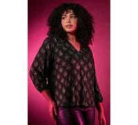 Roman Women's Curve Glitter Sparkle Tunic Top in Silver | Size: 26/28
