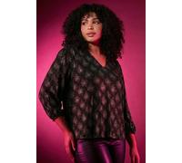 Roman Women's Curve Glitter Sparkle Tunic Top in Silver | Size: 26/28