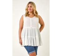 Curve Lace Woven Button Vest Roman Ivory 16