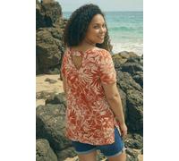 Roman Women's Curve Leaf Print Bar Back Top in Orange | Size: 18 Roman Orange 18
