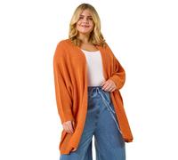 Roman Curve Light Weight Knit Cardigan for Women UK - Ladies Everyday Holiday Spring Summer Comfy Soft Evening Vacation Work Party - Orange Plus - Size 20