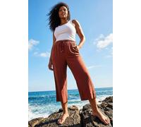 Roman Women's Curve Linen Mix Cropped Trousers in Orange | Size: 22/24