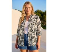 Roman Women's Curve Metallic Stripe Floral Shirt in Black | Size: 26-28 Roman Black 26-28