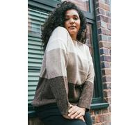 Roman Women's Curve Ombre Stripe Knit Jumper in Stone | Size: 18