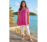 Roman Women's Curve Paisley Back Bar Stretch Tunic Top in Pink | Size: 20