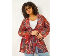 Curve Paisley Tie Front Kimono Roman Red 16