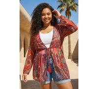 Curve Paisley Tie Front Kimono Roman Red 18