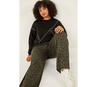 Roman Women's Curve Paisley Wide Leg Culottes Trouser in Khaki | Size: 26/28