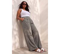 Roman Women's Curve Pinstripe Elastic Waist Trouser in Dark Grey | Size: 18 Roman Dark Grey 18