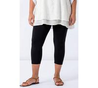 Roman Originals Cropped Legging for Women UK Ladies Capri Pants Stretch Crop Trouser Yoga Gym Shorts Cotton Elasticated High Waist 3/4 Length Sports Workout Regular Plus Size - Plus Black - Size 20