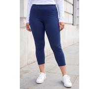 Roman Women's Curve Plain Elastic Waist Cropped Leggings in Navy | Size: 18