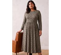 Roman Women's Curve Polka Dot Stretch Dress in Khaki | Size: 26/28