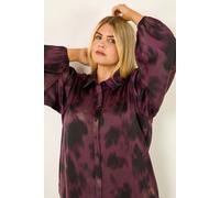 Roman Women's Curve Print Buttoned Blouse in Purple | Size: 20 Roman Purple 20