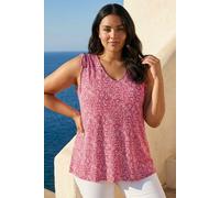 Roman Women's Curve Printed Ruched Shoulder Vest Top in Pink | Size: 18 Roman Pink 18