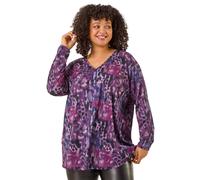 Roman Women's Curve Printed Stretch Tunic Top in Purple | Size: 16 Roman Purple 16