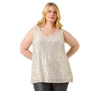 Curve Sequin V-Neck Stretch Vest Roman Silver 20