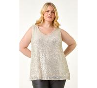 Curve Sequin V-Neck Stretch Vest Roman Silver 26-28