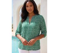 Roman Women's Curve Spot Print Notch Neck Top in Green | Size: 18 Roman Green 18