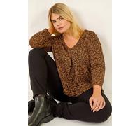 Roman Women's Curve Spot Print V-Neck Tunic Top in Brown | Size: 16