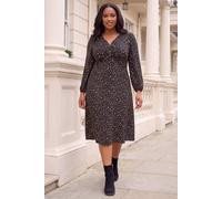 Roman Women's Curve Spot Twist Stretch Dress in Black | Size: 20