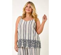 Roman Women's Curve Strappy Broderie Hem Vest in Black | Size: 20 Roman Black 20