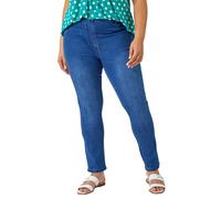 Roman Originals Jeggings for Women UK Jean Ladies Stretchy Trousers Denim Leggings High Waist Rise Pull On Skinny Straight Leg Cotton Pants Smart Casual - Plus Blue (31 inch) - Size 22