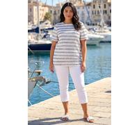 Roman Women's Curve Stripe Frill Lace Top in Ivory | Size: 20 Roman Ivory 20