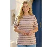 Roman Women's Curve Stripe Frill Lace Top in Pink | Size: 26-28 Roman Pink 26-28