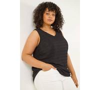 Roman Women's Curve Stripe Textured Vest Top in Black | Size: 20 Roman Black 20