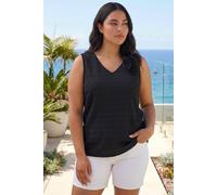 Roman Women's Curve Stripe Textured Vest Top in Black | Size: 22-24 Roman Black 22-24