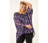 Curve Swirl Print Metallic Top Roman Purple 22-24