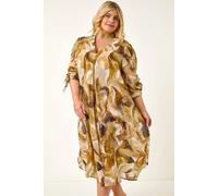Curve Swirl Print V-Neck Midi Dress Roman Brown 20