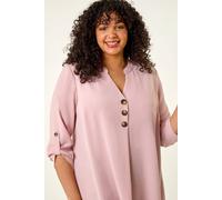 Roman Women's Curve Textured Buttoned Tunic Top in Rose | Size: 22-24 Roman Rose 22-24