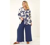 Roman Women's Curve Textured Geometric Shirt in Navy | Size: 16 Roman Navy 16