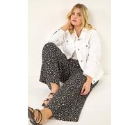 Roman Women's Curve Textured Print Wide Leg Trousers in Black | Size: 22/24
