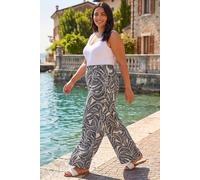 Roman Women's Curve Textured Print Wide Leg Trousers in Natural | Size: 30/32