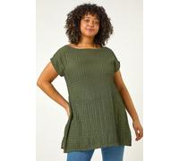 Roman Women's Curve Textured Short Sleeve T-Shirt in Khaki | Size: 20 Roman Khaki 20