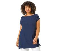 Roman Women's Curve Textured Short Sleeve T-Shirt in Navy | Size: 20 Roman Navy 20