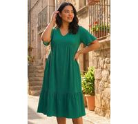 Roman Women's Curve Textured V-Neck Midi Dress in Green | Size: 20