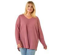 Roman Women's Curve Textured V-Neck Stretch Top in Pink | Size: 16 Roman Pink 16