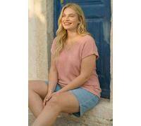 Roman Women's Curve Textured V-Neck Tunic Top in Pink | Size: 16 Roman Pink 16