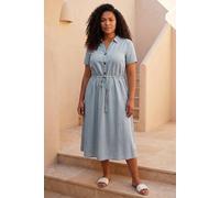 Roman Women's Curve Tie Waist Shirt Dress in Mid Blue | Size: 26-28 Roman Mid Blue 26-28